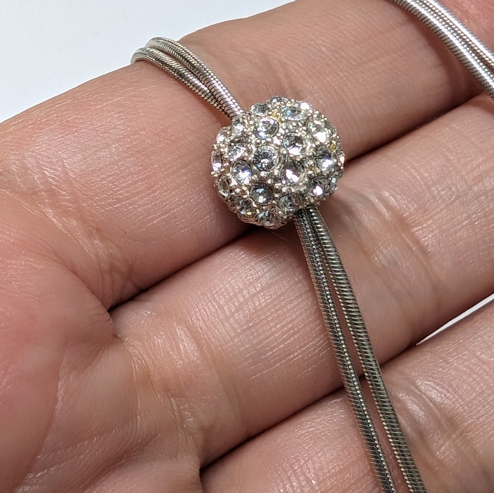Vintage Victoria Wieck 925 Sterling Silver Cubic Zirconia Ball Lariat Necklace - Picture 4 of 7